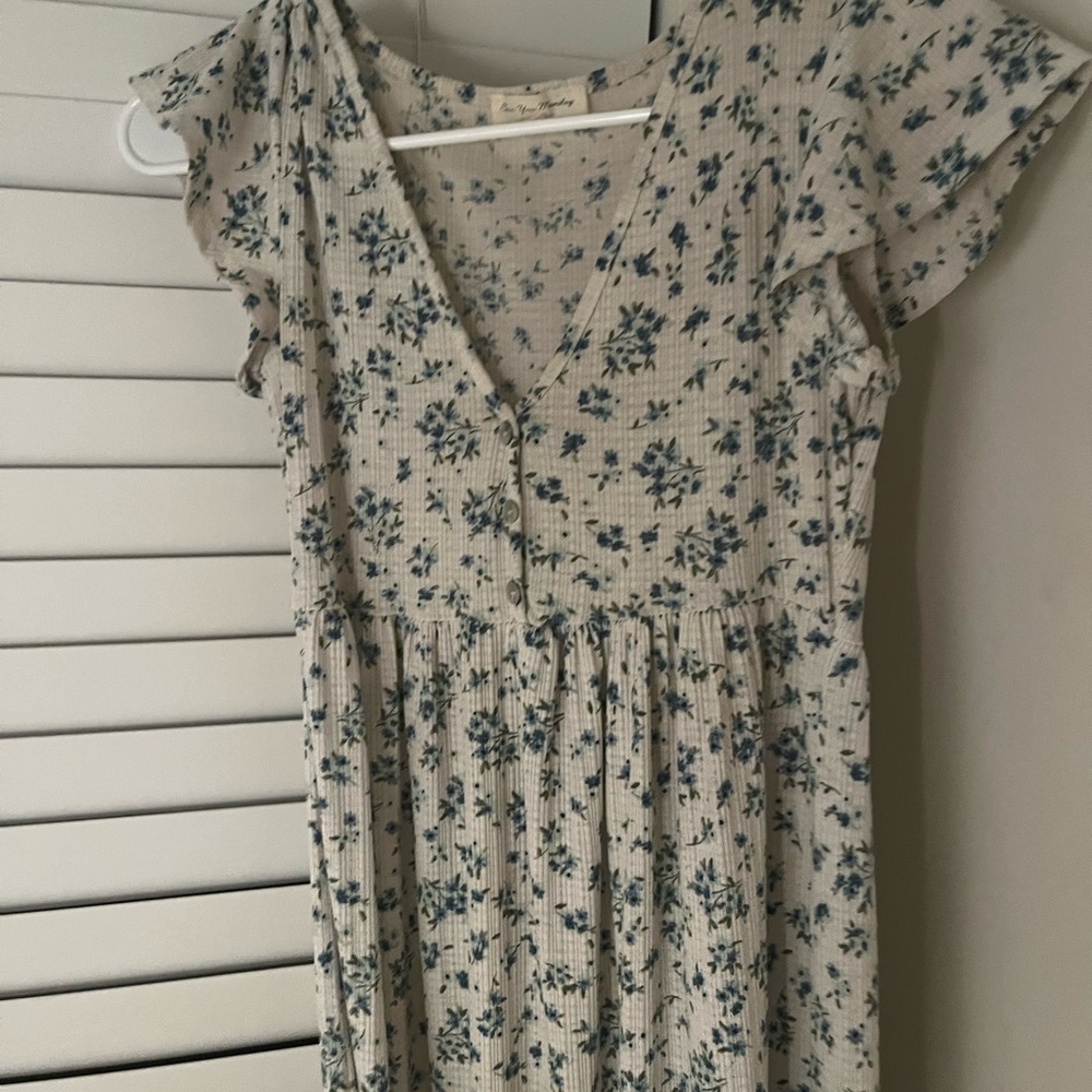 Floral blue and green dress